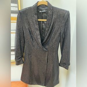 Zara Sequins Tuxedo Wrap dress, Black, Size S